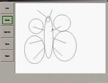 a simple line drawing of a butterfly