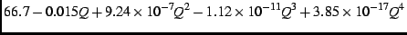 $\displaystyle 66.7 -0.015 Q + 9.24 \times 10^{-7}Q^2 -1.12 \times 10^{-11} Q^3
+ 3.85 \times 10^{-17} Q^4$