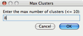 Entering a maximum number of clusters