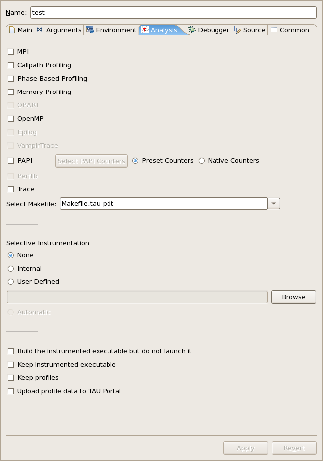 TAU Launch Configuration