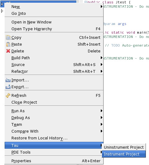 TAUJava Project Instrumentation